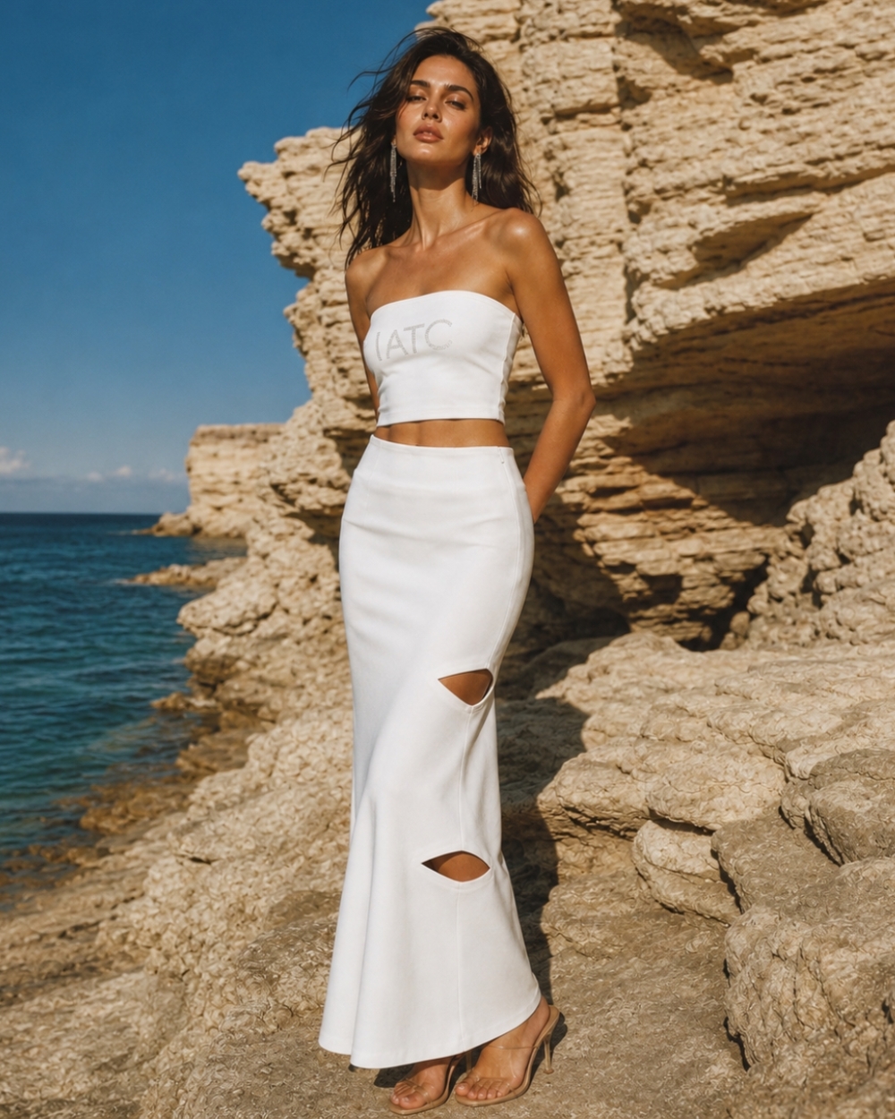 CUT OUT MAXI SKIRT - WHITE